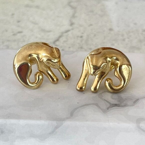 Jewelry - Vintage 925 Sterling Silver Italy Gold Panther Stud Earrings